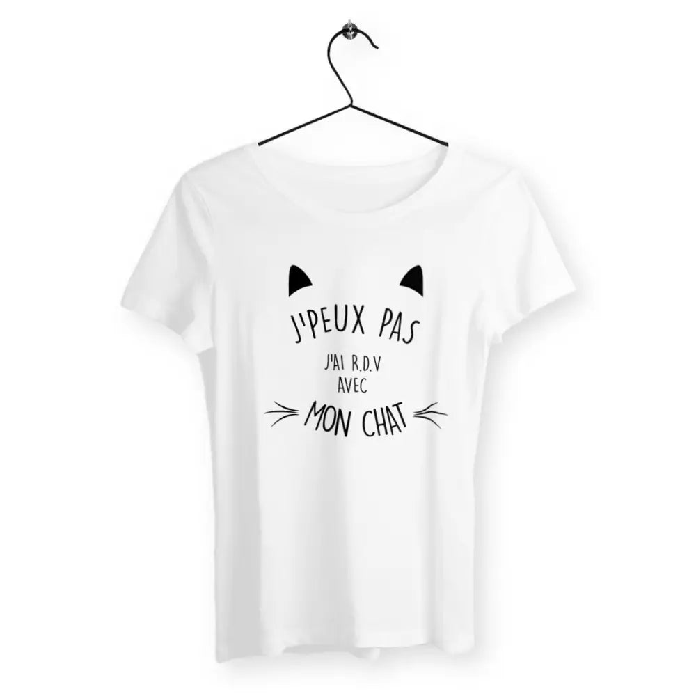 T-shirt femme "J'ai RDV avec mon chat" – Un design amusant pour les amoureuses des chats