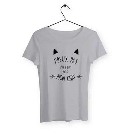 T-shirt femme "J'ai RDV avec mon chat" – Un design amusant pour les amoureuses des chats