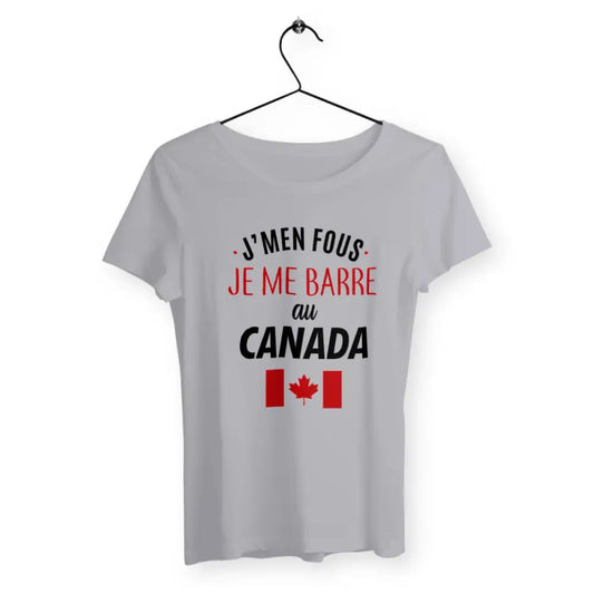 T-shirt femme avec l'inscription "Je me barre au Canada", un modèle audacieux et aventureux pour celles qui rêvent d'évasion et d'aventure. Confortable et stylé, idéal pour afficher votre désir de partir à la découverte du Canada avec une touche d'humour.
