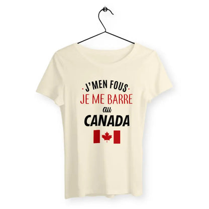 T-shirt femme avec l'inscription "Je me barre au Canada", un modèle audacieux et aventureux pour celles qui rêvent d'évasion et d'aventure. Confortable et stylé, idéal pour afficher votre désir de partir à la découverte du Canada avec une touche d'humour.