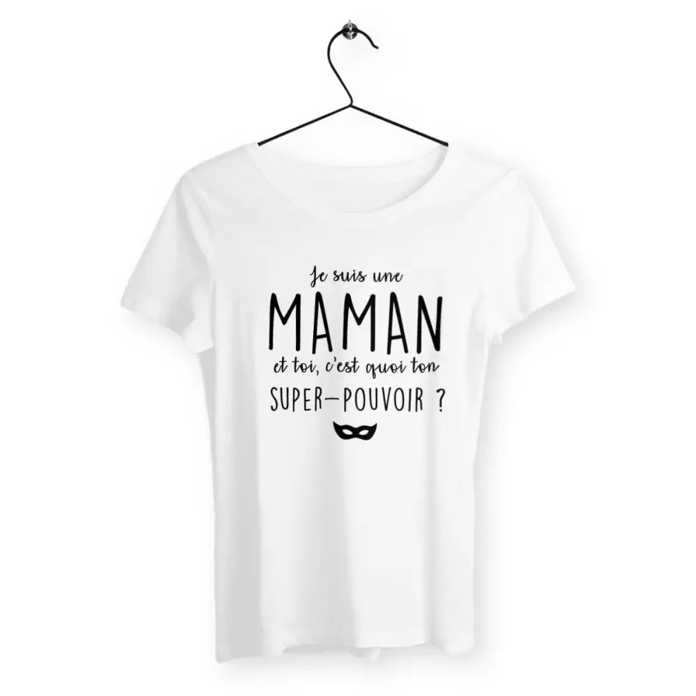 T-shirt pour femme avec inscription "Je suis une maman", parfait pour célébrer la maternité avec confort et style.