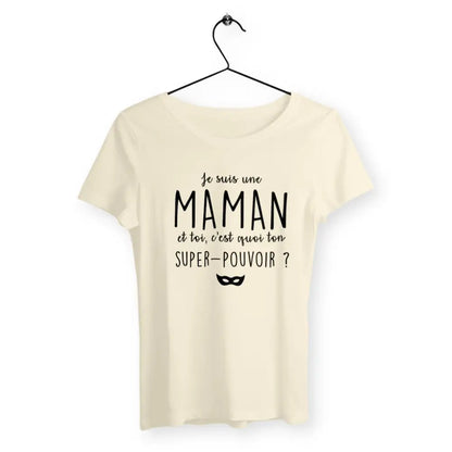 T-shirt pour femme avec inscription "Je suis une maman", parfait pour célébrer la maternité avec confort et style.