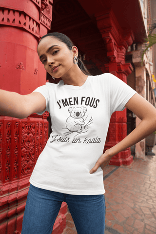 T-shirt femme - J'men fous j'suis un koala - #shop_name - Premium Plus