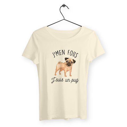 T-shirt femme - J'men fous j'suis un pug - #shop_name - Premium Plus