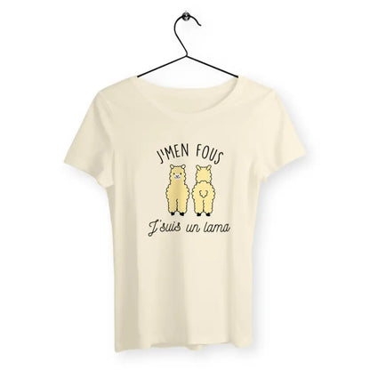 T-shirt femme avec l'inscription "J'suis un lama", un modèle amusant et décalé pour celles qui aiment l'humour léger et original. Confortable et stylé, idéal pour afficher une personnalité unique avec une touche de fun.