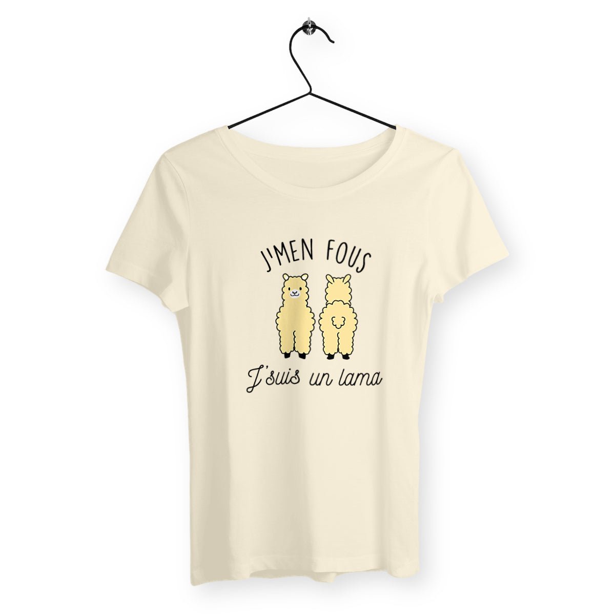 T-shirt femme avec l'inscription "J'suis un lama", un modèle amusant et décalé pour celles qui aiment l'humour léger et original. Confortable et stylé, idéal pour afficher une personnalité unique avec une touche de fun.