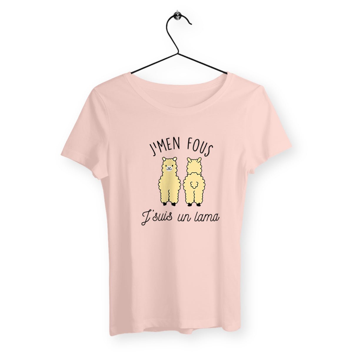 T-shirt femme avec l'inscription "J'suis un lama", un modèle amusant et décalé pour celles qui aiment l'humour léger et original. Confortable et stylé, idéal pour afficher une personnalité unique avec une touche de fun.