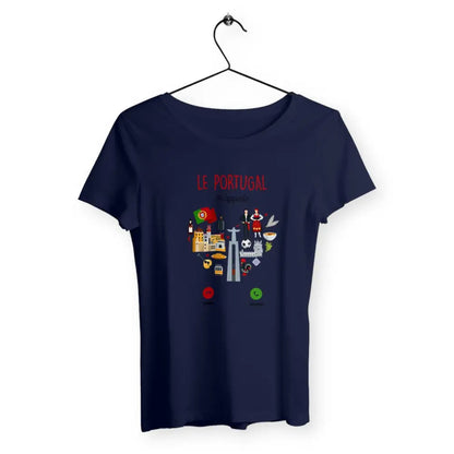 T-shirt femme avec l'inscription 'Le Portugal m'appelle', un design idéal pour les amoureuses du Portugal et celles qui rêvent d'y voyager.