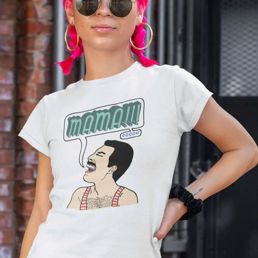 T-shirt femme "Mamaaaa oh oh oh", design original et décontracté, en coton confortable et respectueux de l'environnement.