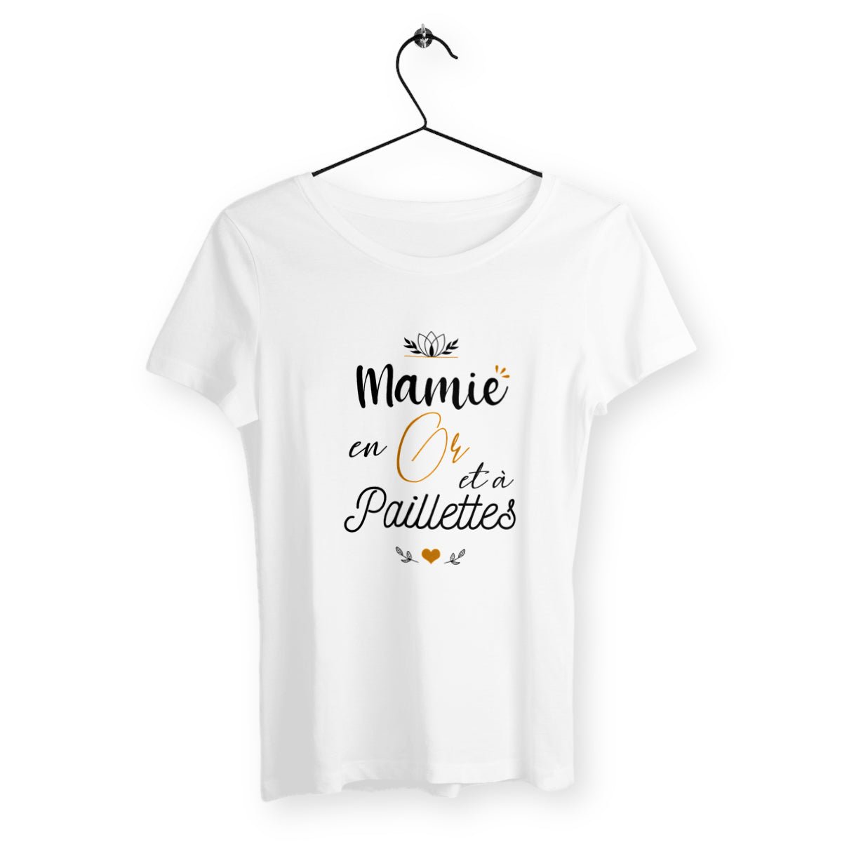 T-shirt femme - Mamie en or e à paillettes - #shop_name - Premium Plus