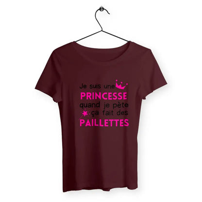 T-shirt femme avec l'inscription 'Quand je pète ça fait des paillettes', un design fun et décalé, parfait pour afficher un côté humoristique et brillant !