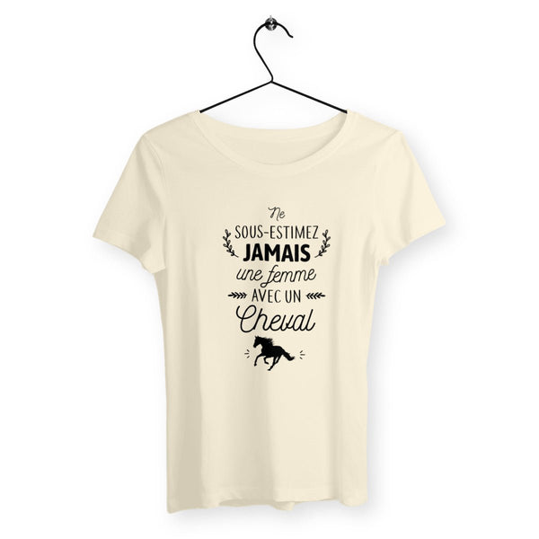 T-shirt femme - Une femme avec un cheval - #shop_name - Premium Plus