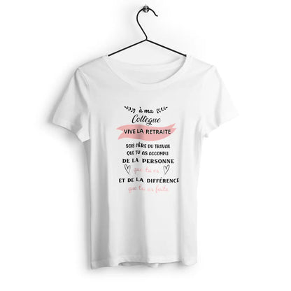 T-shirt femme avec l'inscription 'Vive la retraite', parfait pour célébrer cette nouvelle étape de la vie avec humour et légèreté.
