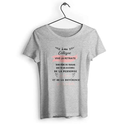 T-shirt femme avec l'inscription 'Vive la retraite', parfait pour célébrer cette nouvelle étape de la vie avec humour et légèreté.