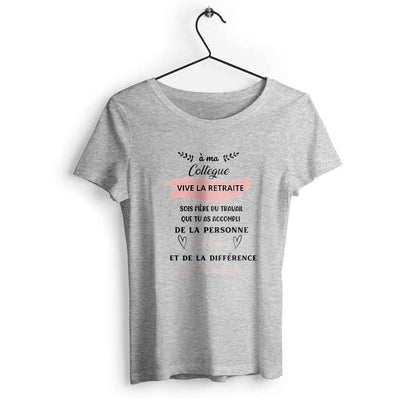 T-shirt femme avec l'inscription 'Vive la retraite', parfait pour célébrer cette nouvelle étape de la vie avec humour et légèreté.
