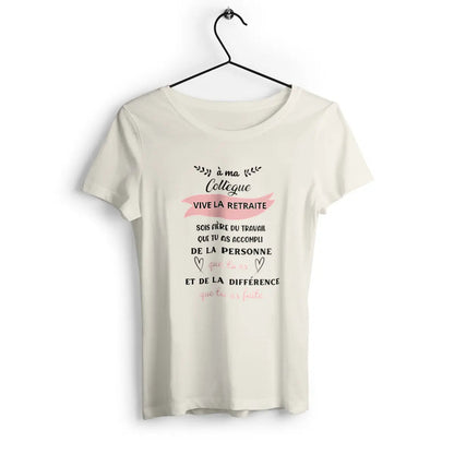 T-shirt femme avec l'inscription 'Vive la retraite', parfait pour célébrer cette nouvelle étape de la vie avec humour et légèreté.