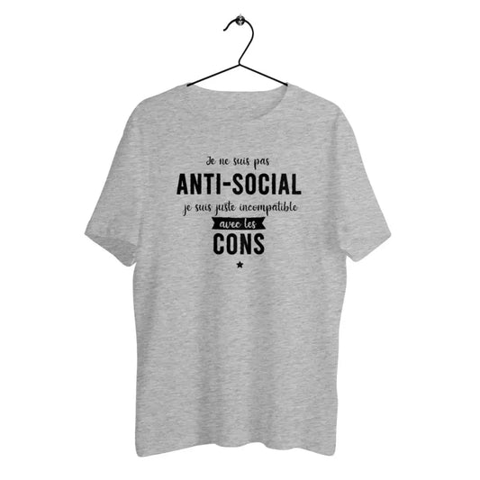 T-shirt homme en coton bio Je ne suis pas anti-social