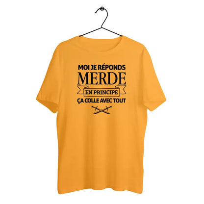 T-shirt homme en coton bio Je réponds merde