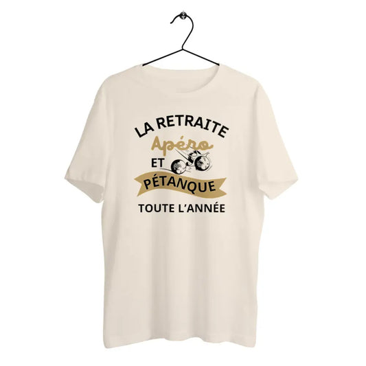 T-shirt homme en coton bio Retraite apéro et pétanque
