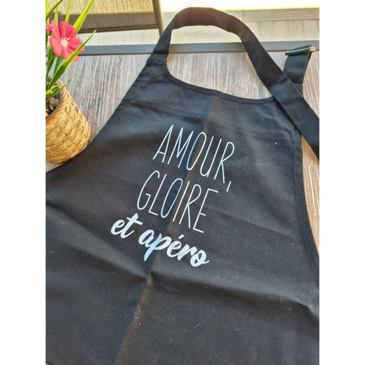 Tablier en coton biologique Amour gloire et apéro