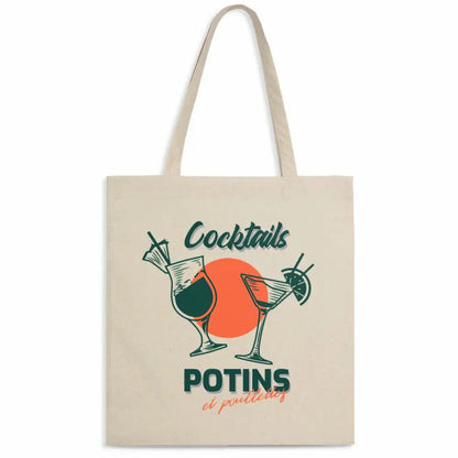 Totebag léger avec le design "Cocktails, Potins et Paillettes". Fabriqué à partir de 100% coton biologique, ce sac est à la fois écologique et tendance. Il pèse 160 g, est de taille unique et idéal pour transporter vos essentiels du quotidien. Avec son look fun et glamour, il est parfait pour un usage quotidien tout en étant respectueux de l'environnement.