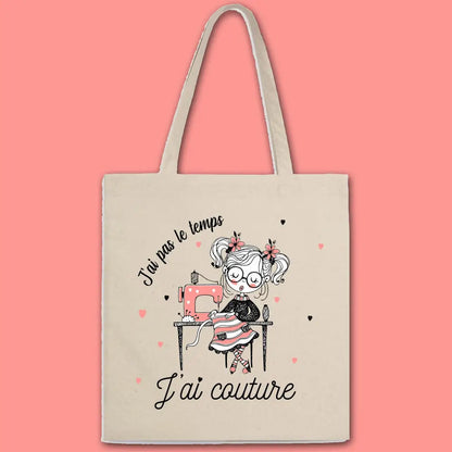 Totebag J'ai pas le temps j'ai couture