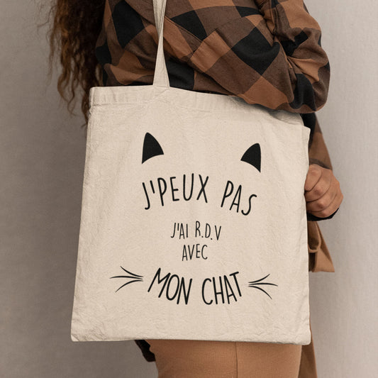 Totebag J'ai RDV avec mon chat