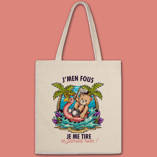 Totebag Je me tire en flamant rose