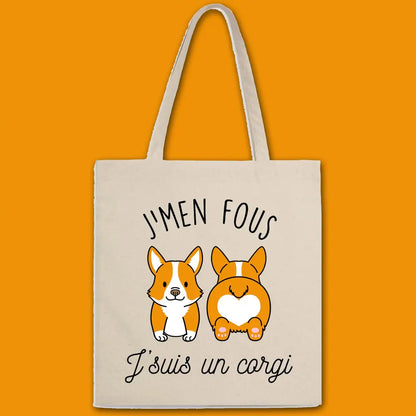 Totebag J'men fous je suis un corgi