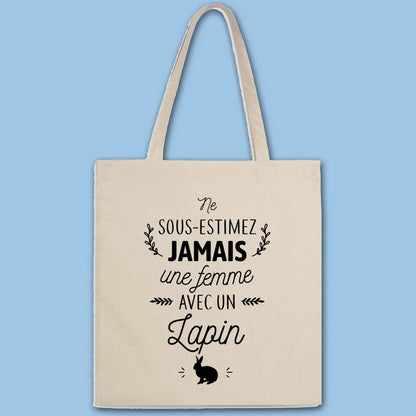 Totebag Une femme avec un lapin
