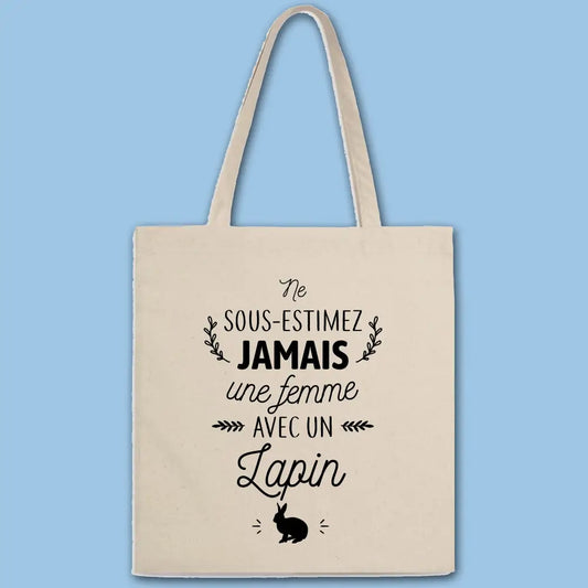 Totebag Une femme avec un lapin