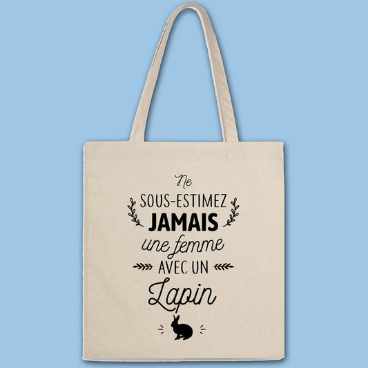 Totebag Une femme avec un lapin