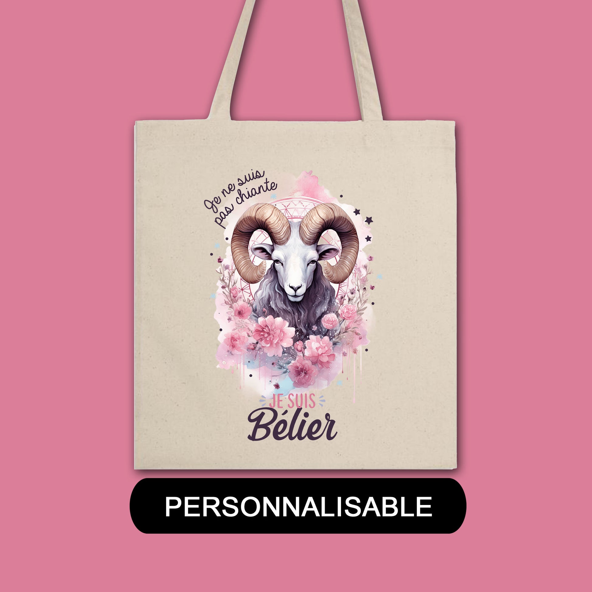 Totebag en coton biologique Je ne suis pas chiante je suis signe astrologique