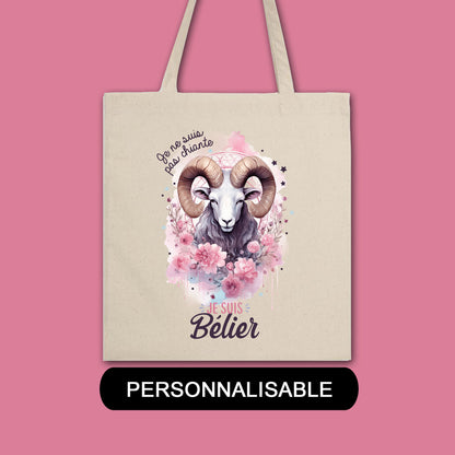 Totebag en coton biologique Je ne suis pas chiante je suis signe astrologique