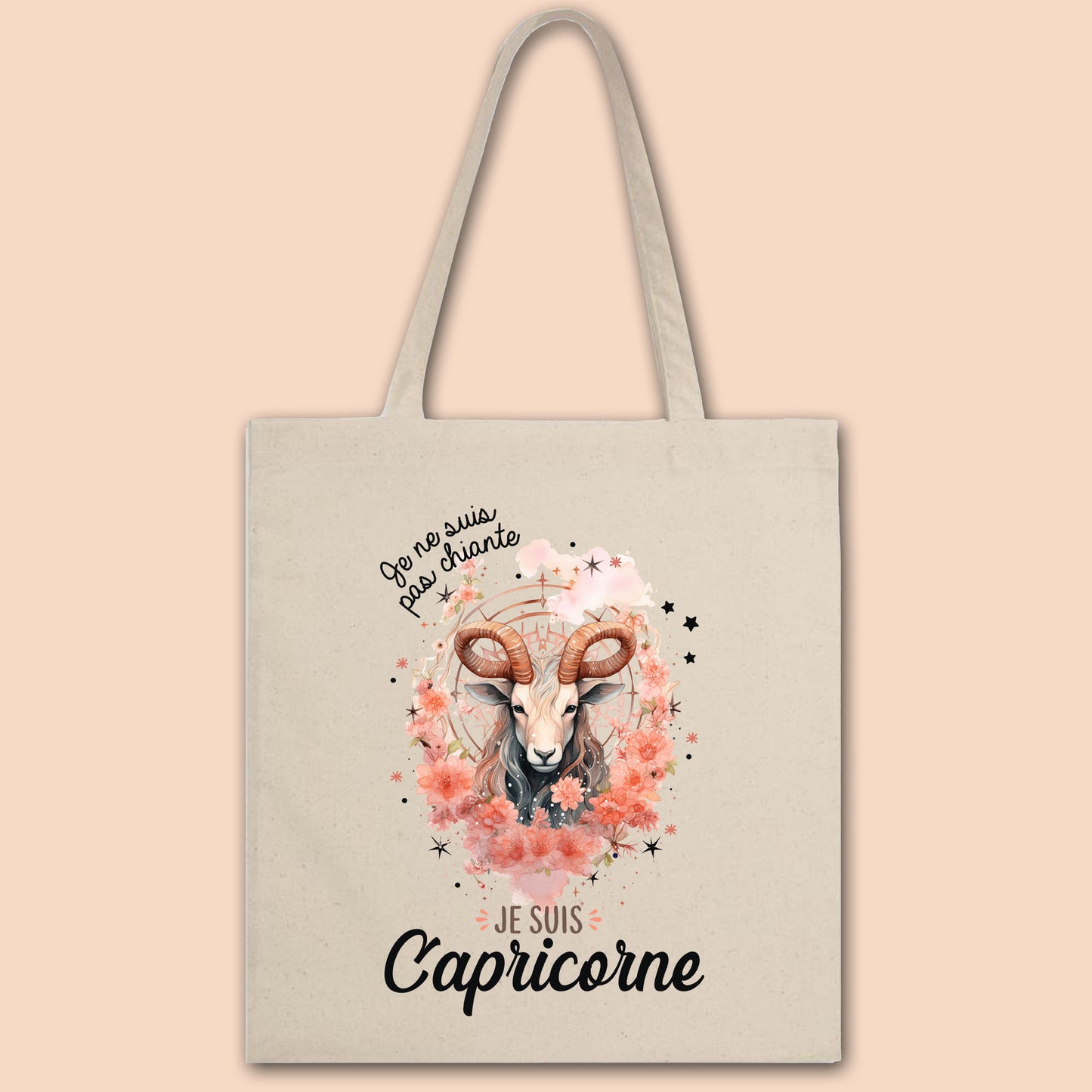 Totebag en coton biologique Je ne suis pas chiante je suis signe astrologique