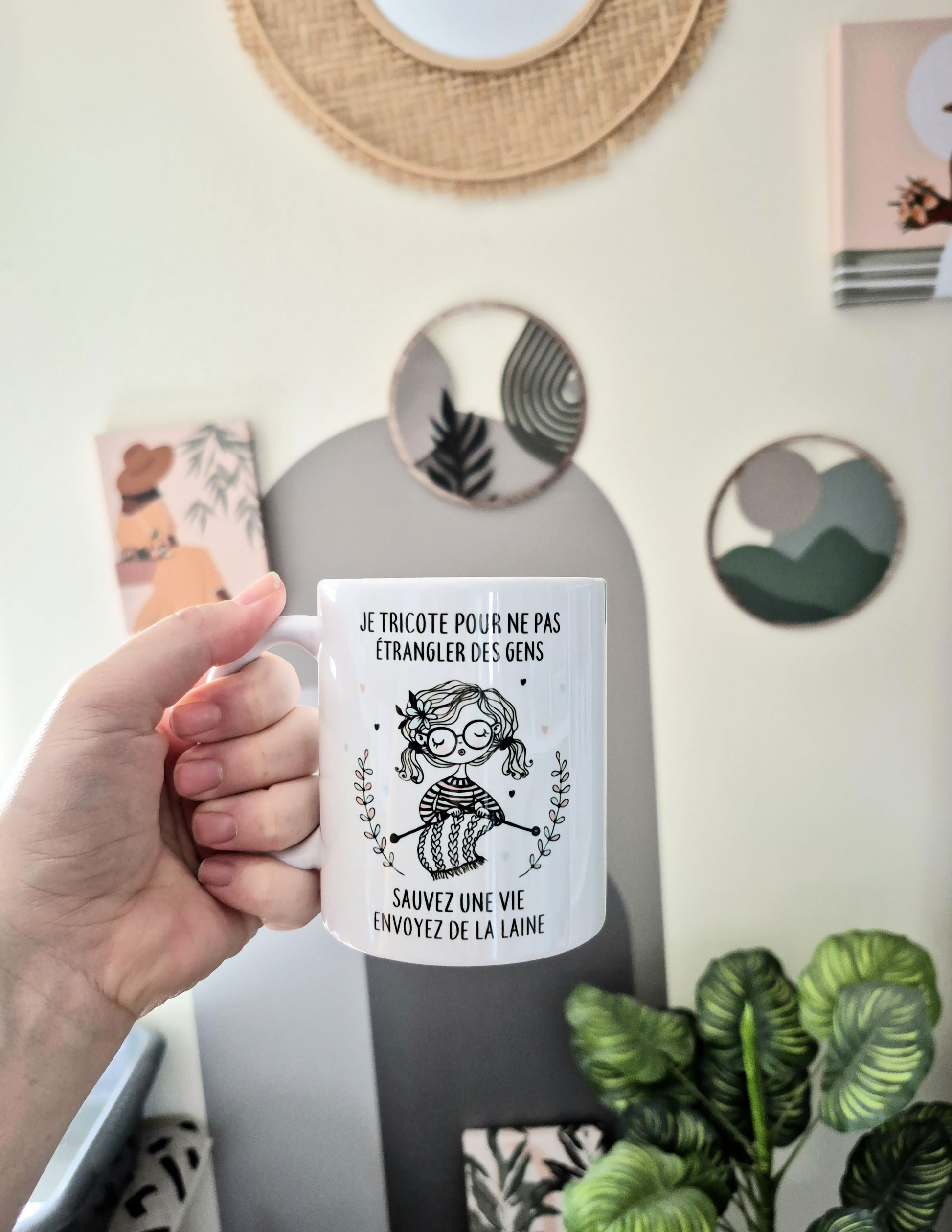 Mug céramique Je tricote pour ne pas étrangler des gens