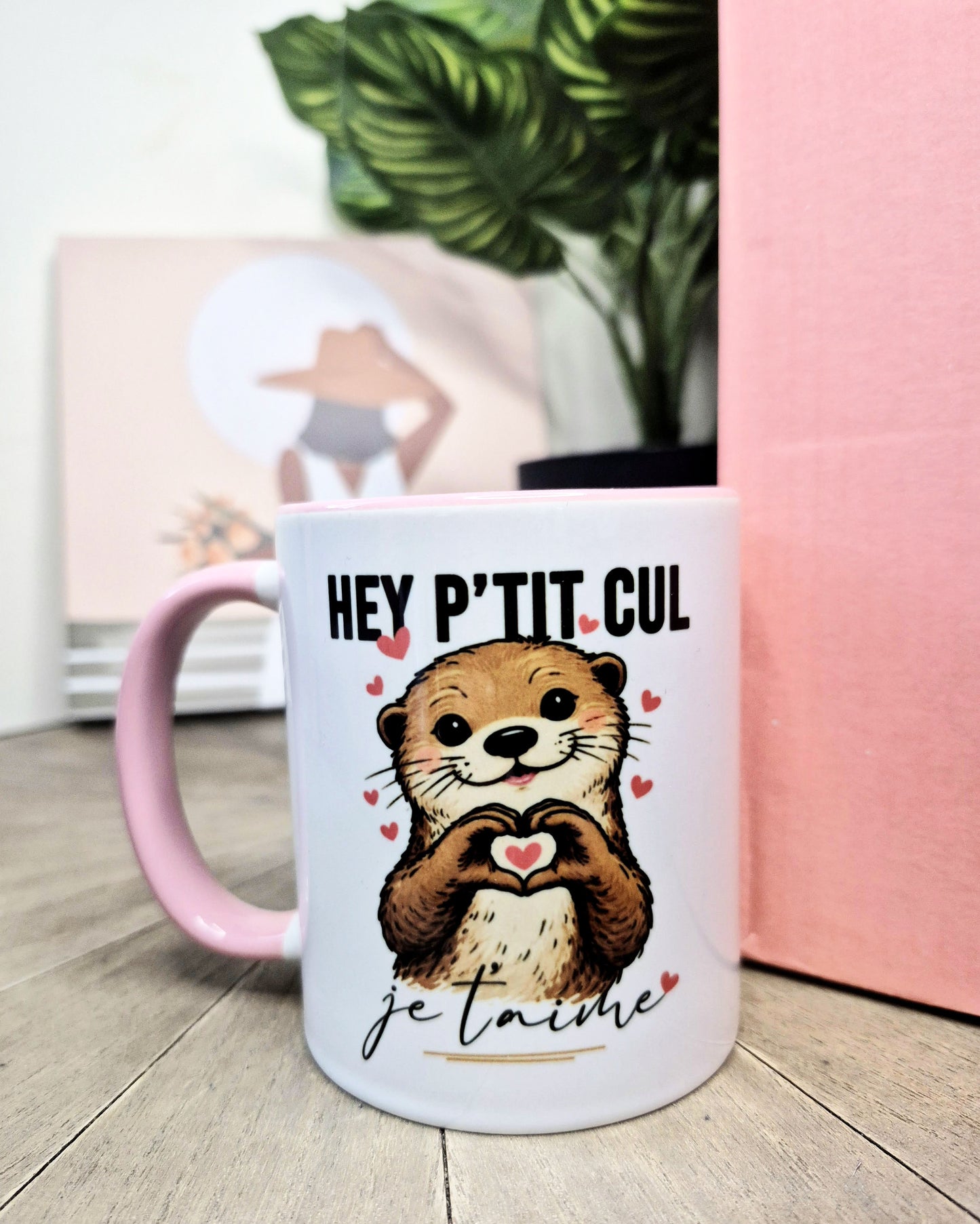 Mug céramique Hey p'tit cul je t'aime - Amour, humour et café bien chaud